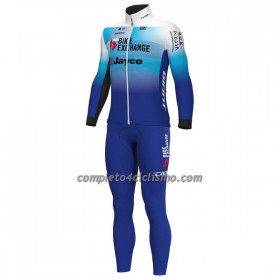 Completo Maglia ML + Pantaloncino con bretelle ML 2022 BikeExchange Jayco Bianco Blu